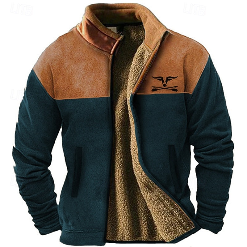 Men's Color-Block Zip Jacket with Textured Trim