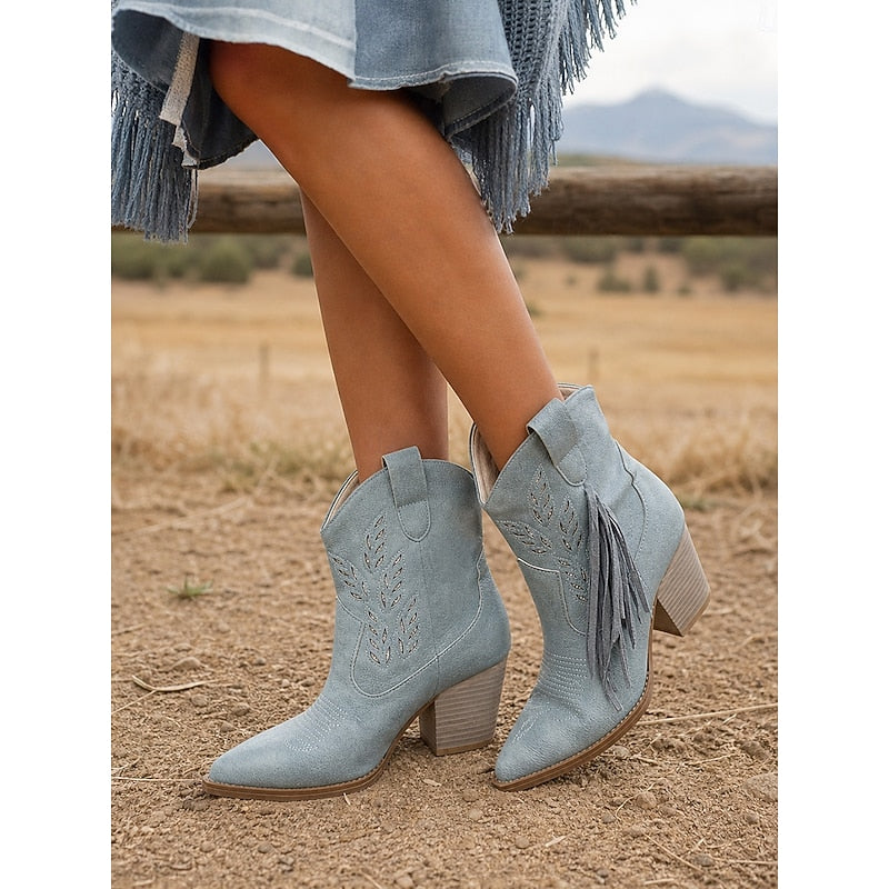 Women's Western Ankle Boots with Decorative Side Detail