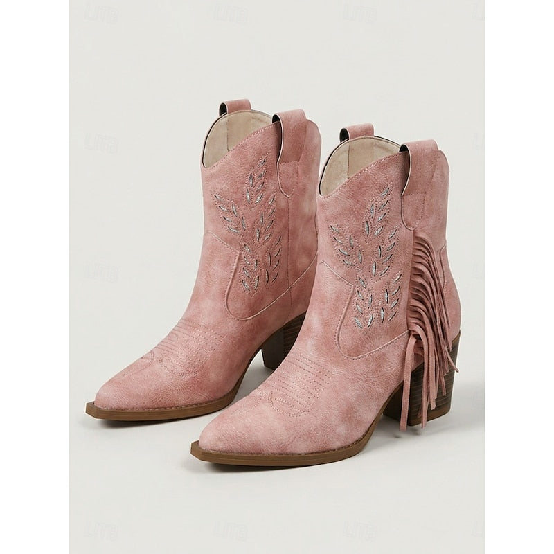 Women's Western Ankle Boots with Decorative Side Detail