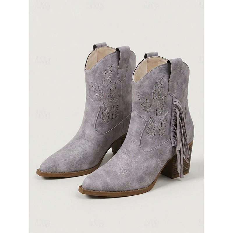 Women's Western Ankle Boots with Decorative Side Detail