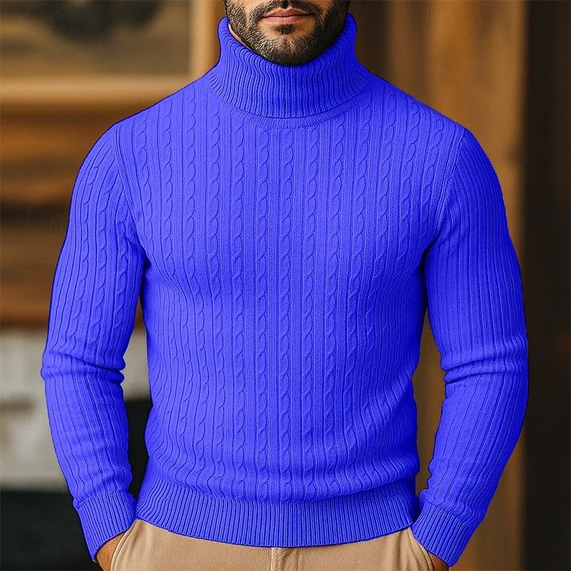 Men's Cable Knit Turtleneck Sweater