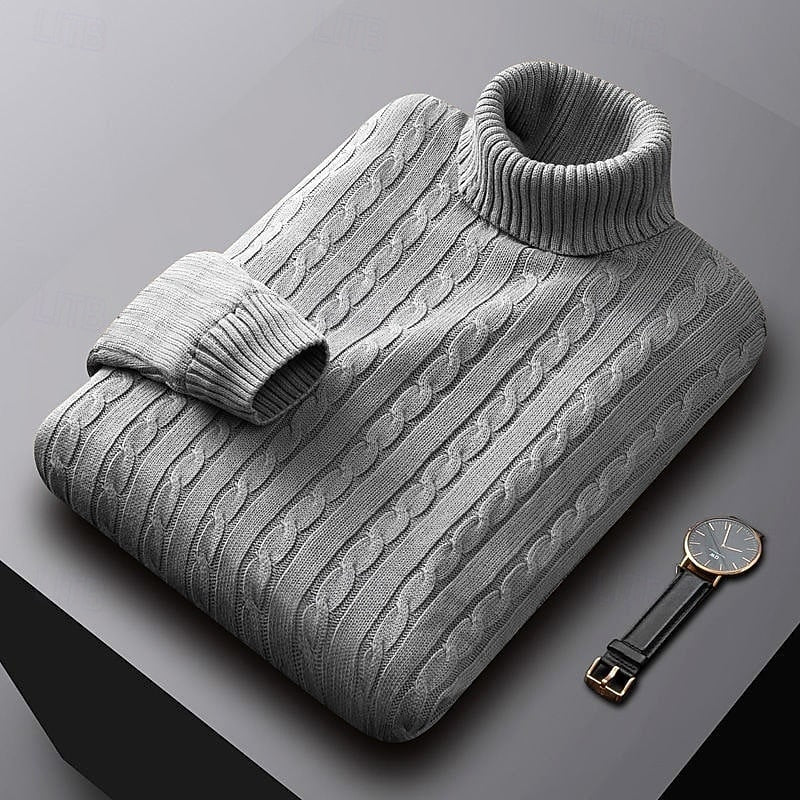 Men's Cable Knit Turtleneck Sweater