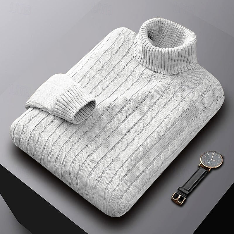 Men's Cable Knit Turtleneck Sweater