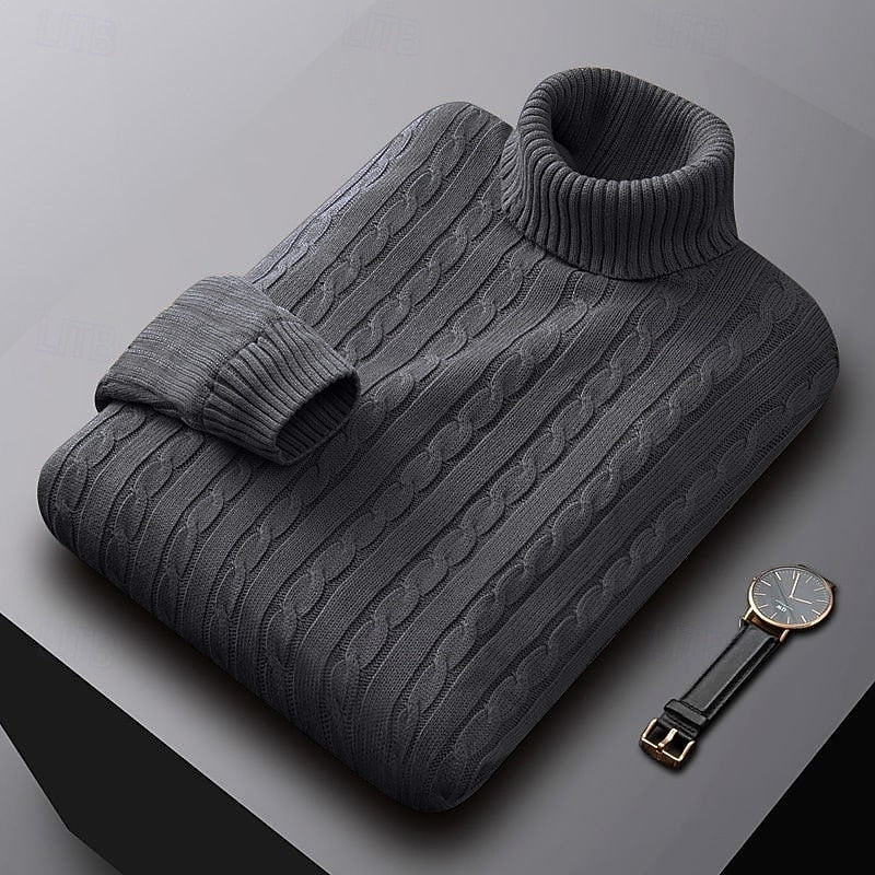 Men's Cable Knit Turtleneck Sweater