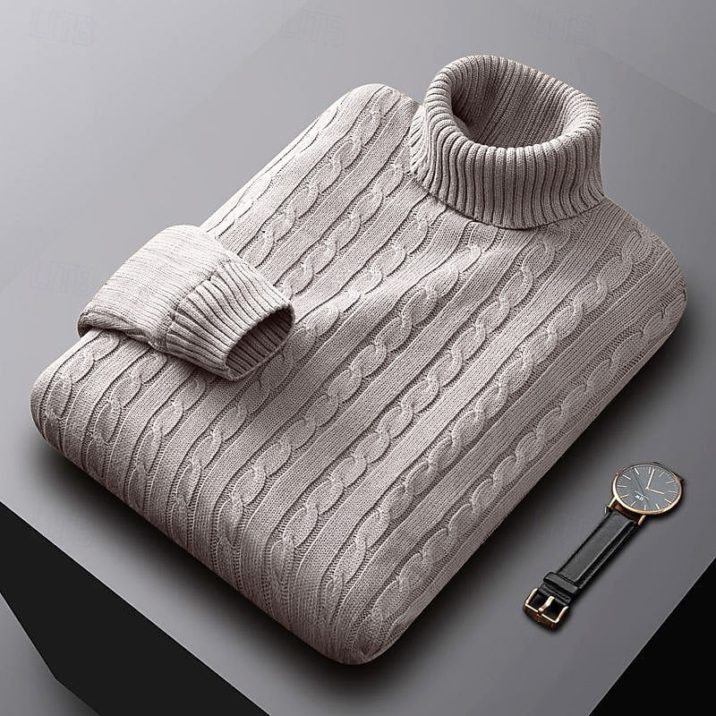 Men's Cable Knit Turtleneck Sweater
