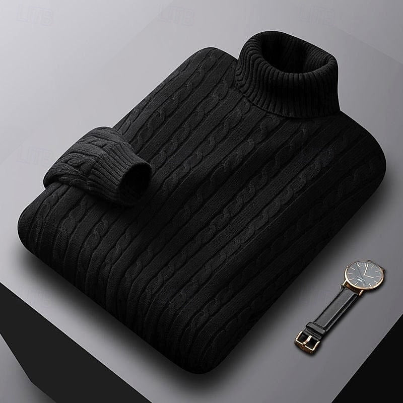 Men's Cable Knit Turtleneck Sweater