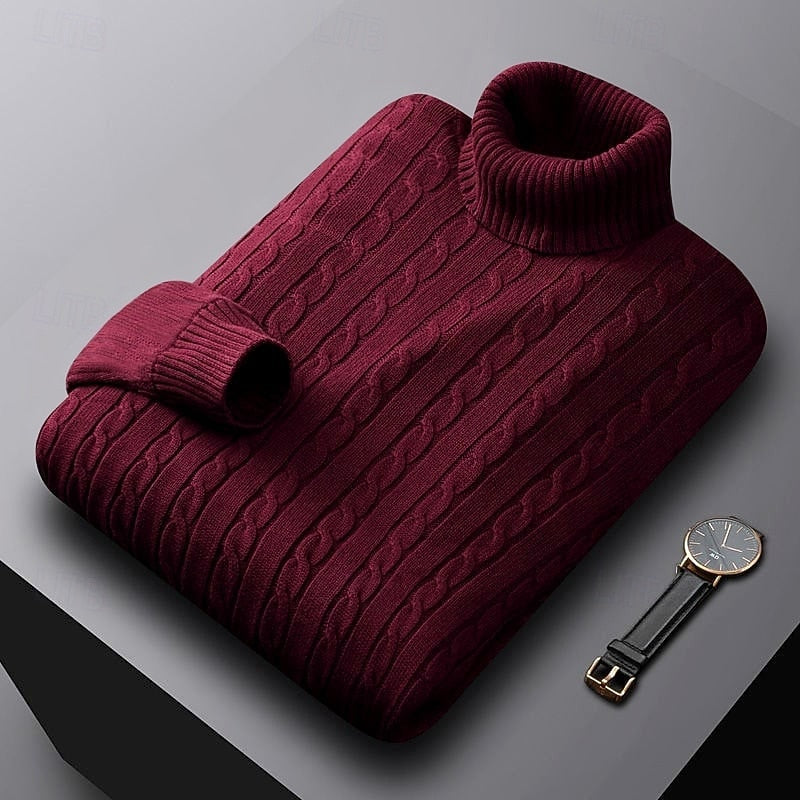 Men's Cable Knit Turtleneck Sweater