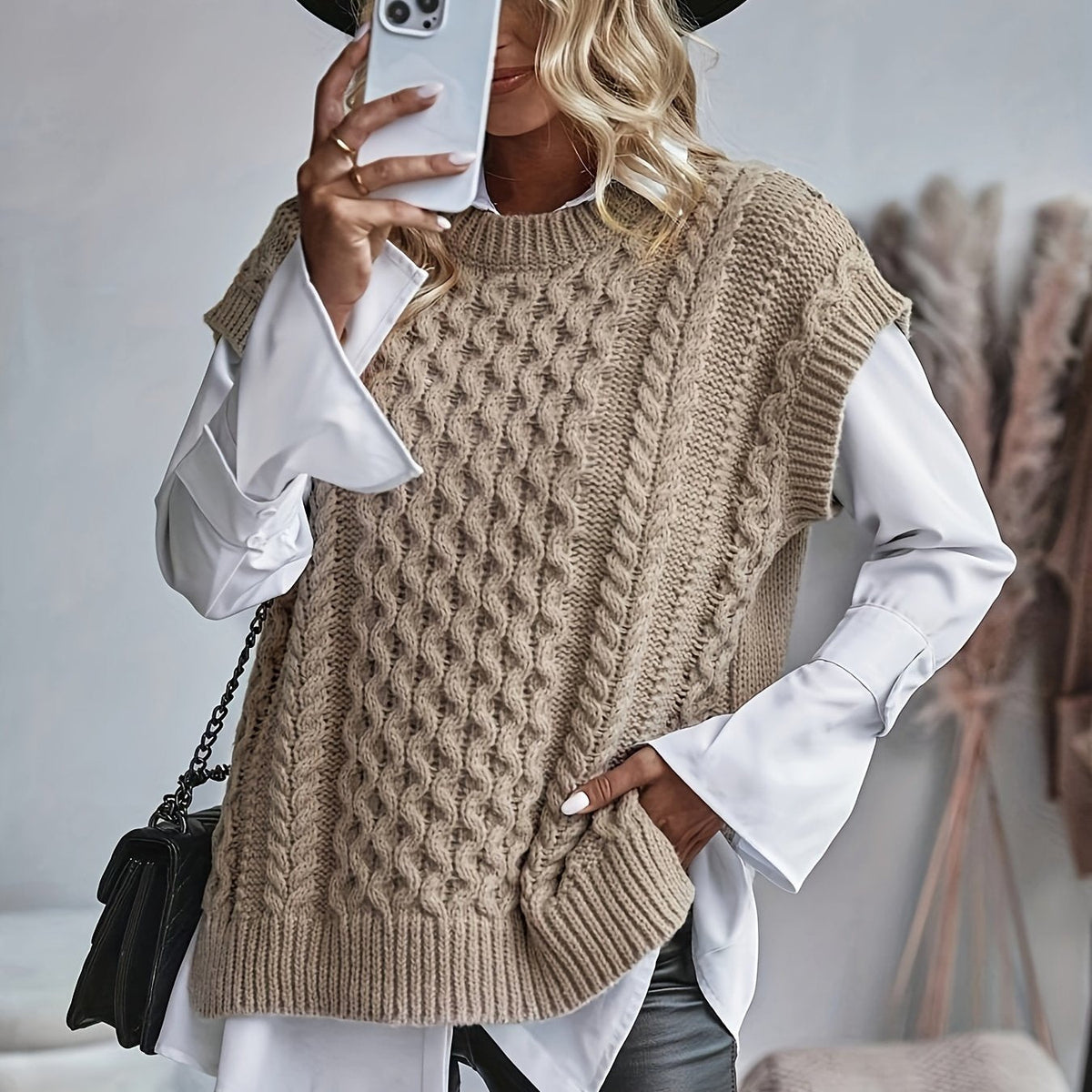 Women's Cable-Knit Sweater Vest