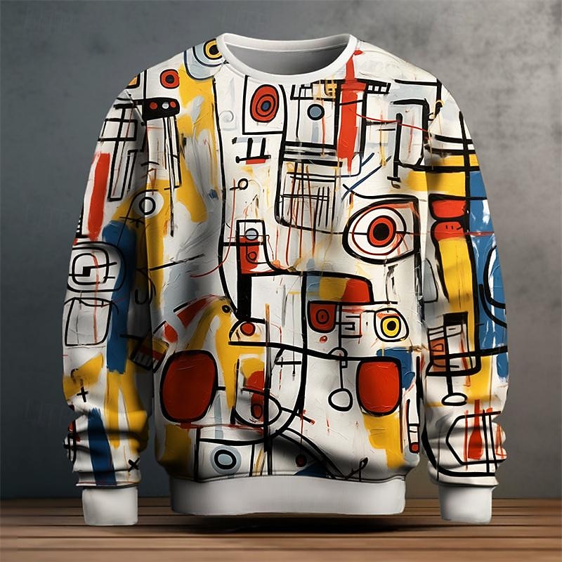 Men's Abstract-Pattern Crewneck Sweatshirt
