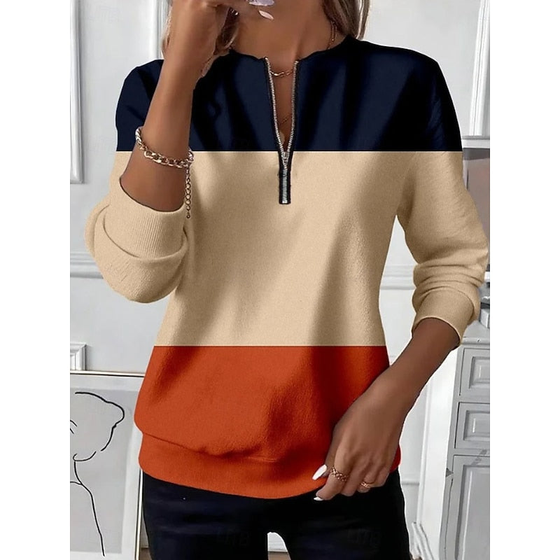 Women's Half-Zip Color Block Sweatshirt