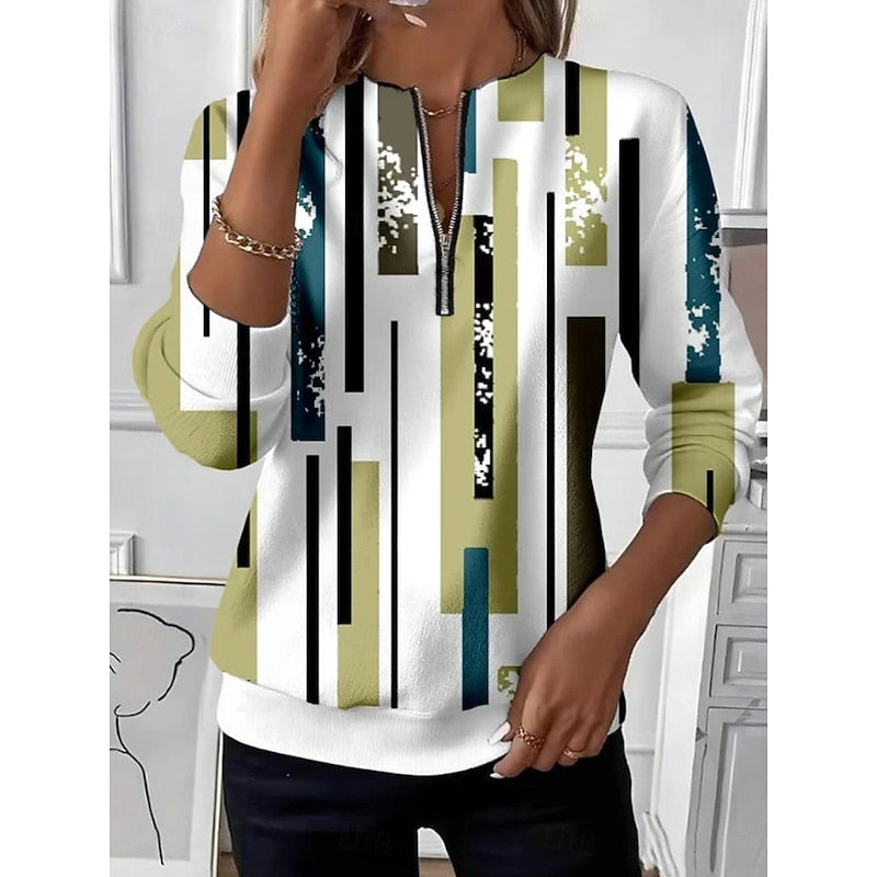 Women's Half-Zip Color Block Sweatshirt