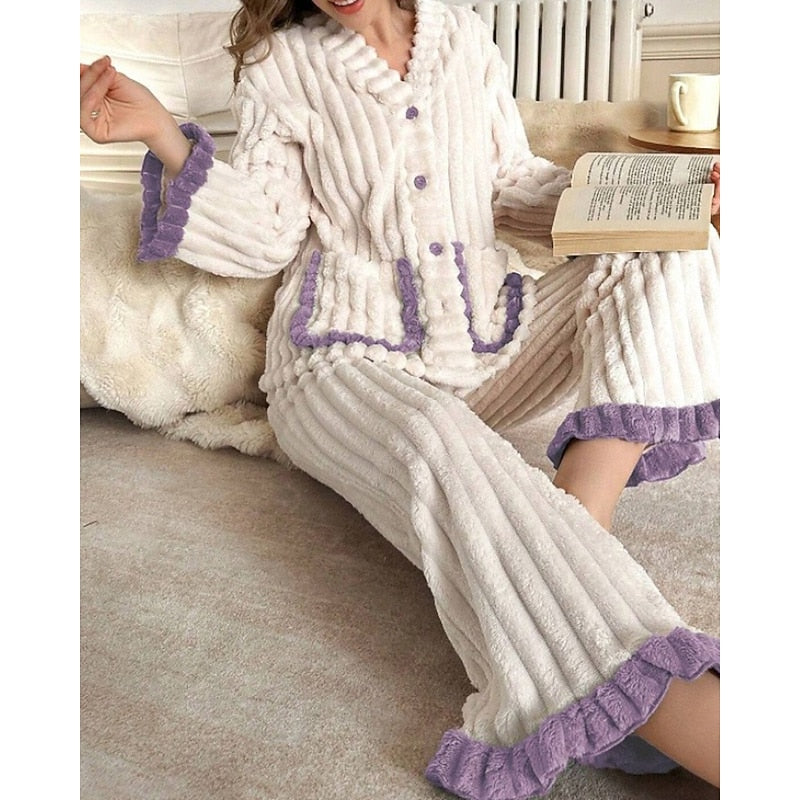 Women's Ruffle-Trim Two-Piece Set