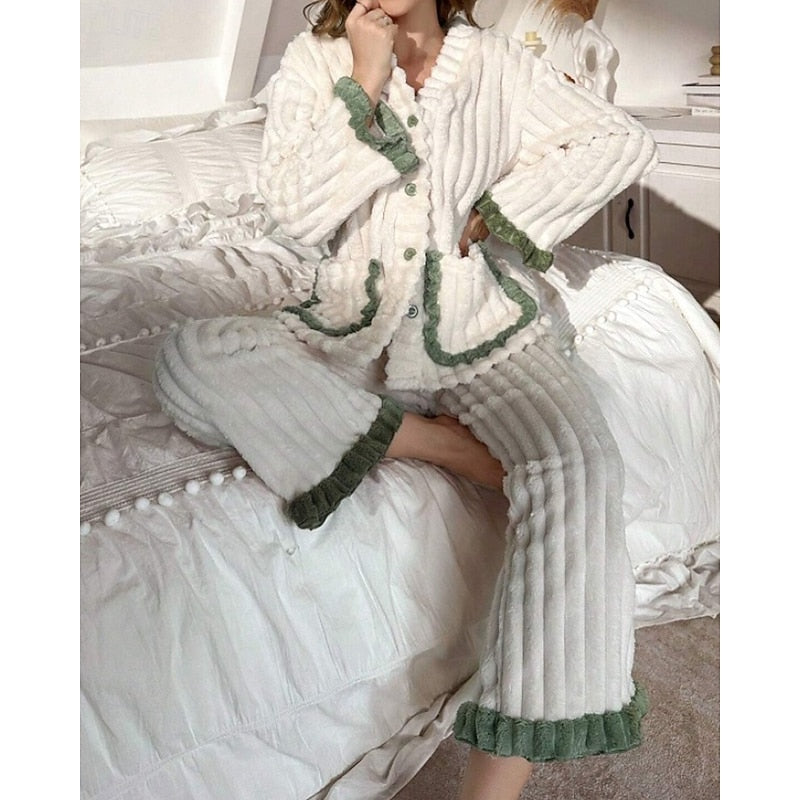 Women's Ruffle-Trim Two-Piece Set