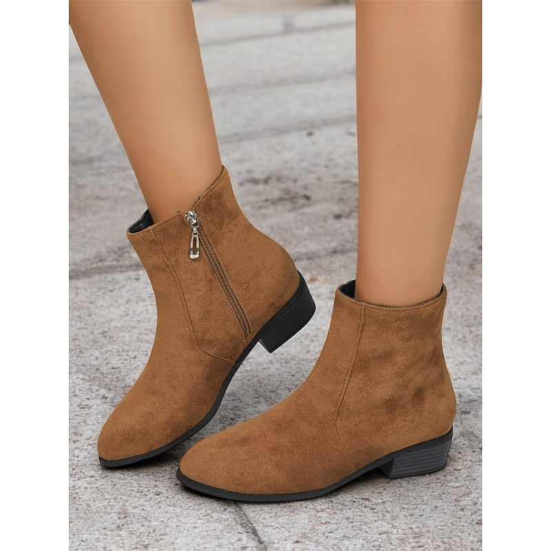 Women's Side-Zip Block Heel Ankle Boots