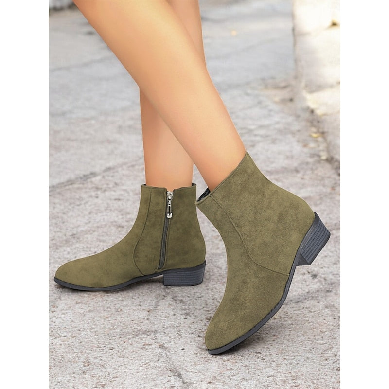 Women's Side-Zip Block Heel Ankle Boots