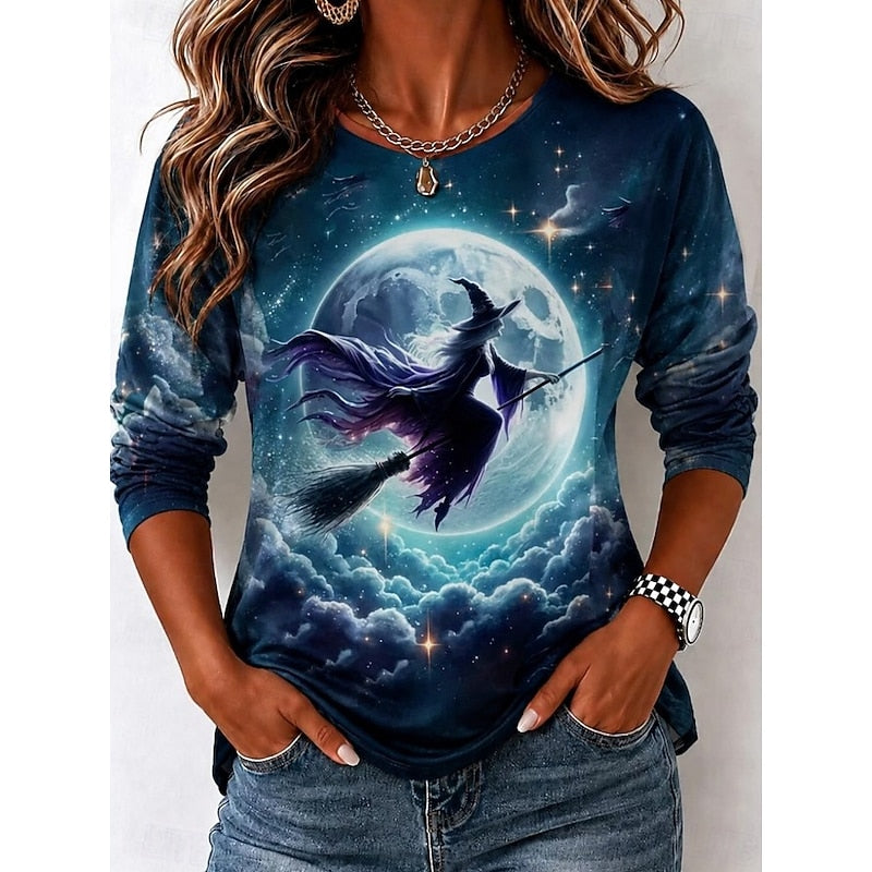 Women's Halloween-Graphic Long-Sleeve Top