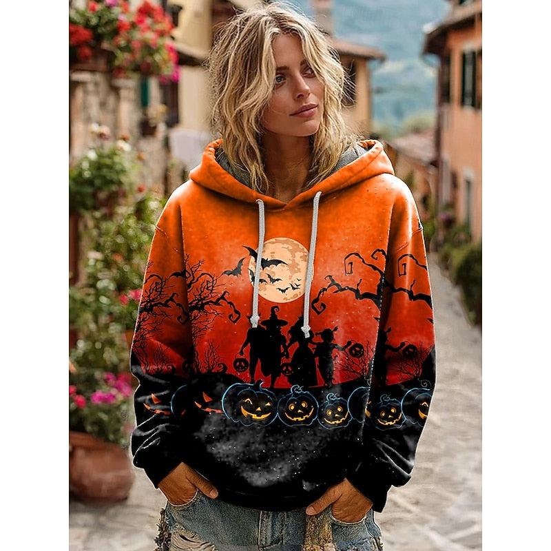Women's Halloween-Graphic Drawstring Hoodie