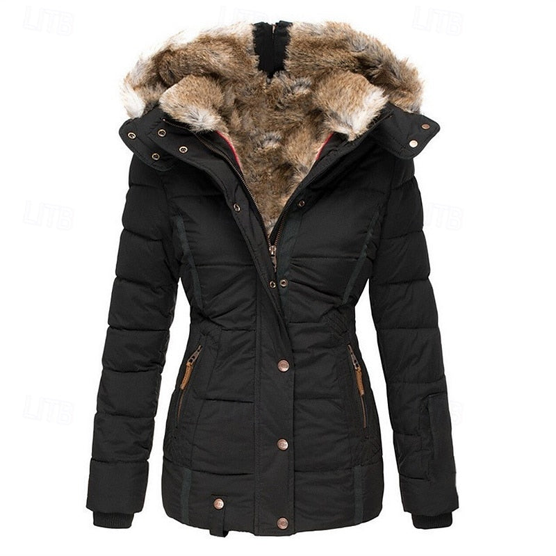 Women's Fur-Look Trim Hooded Jacket