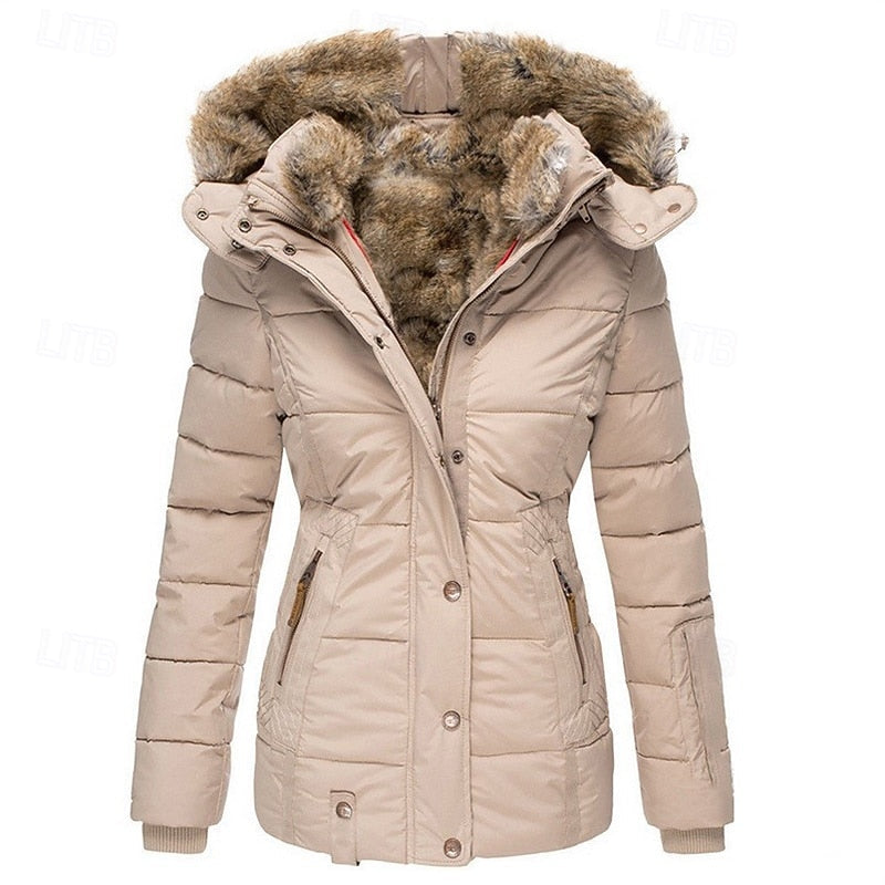 Women's Fur-Look Trim Hooded Jacket