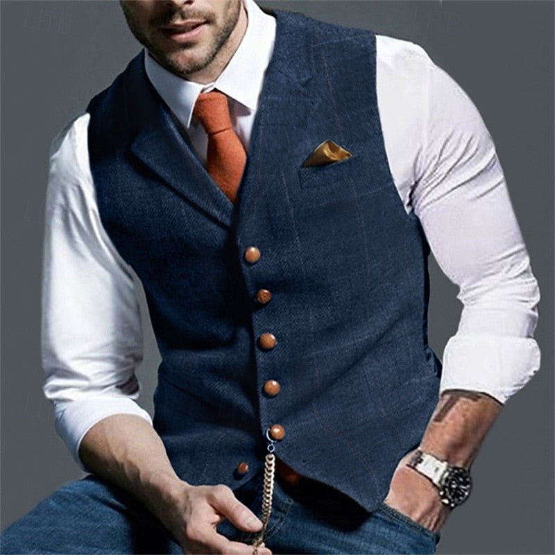 Men's V-Neck Button-Front Waistcoat