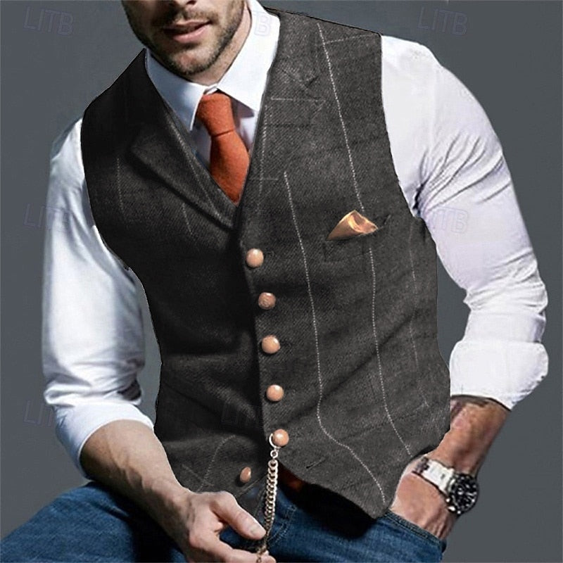 Men's V-Neck Button-Front Waistcoat