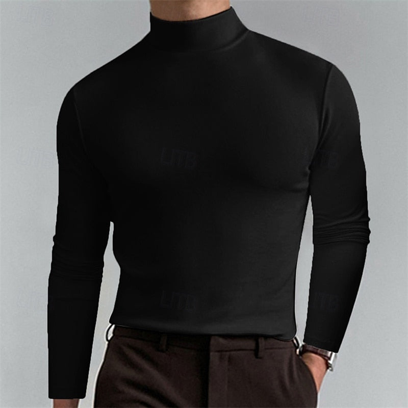 Men's Mock-Neck Long-Sleeve Knit Top