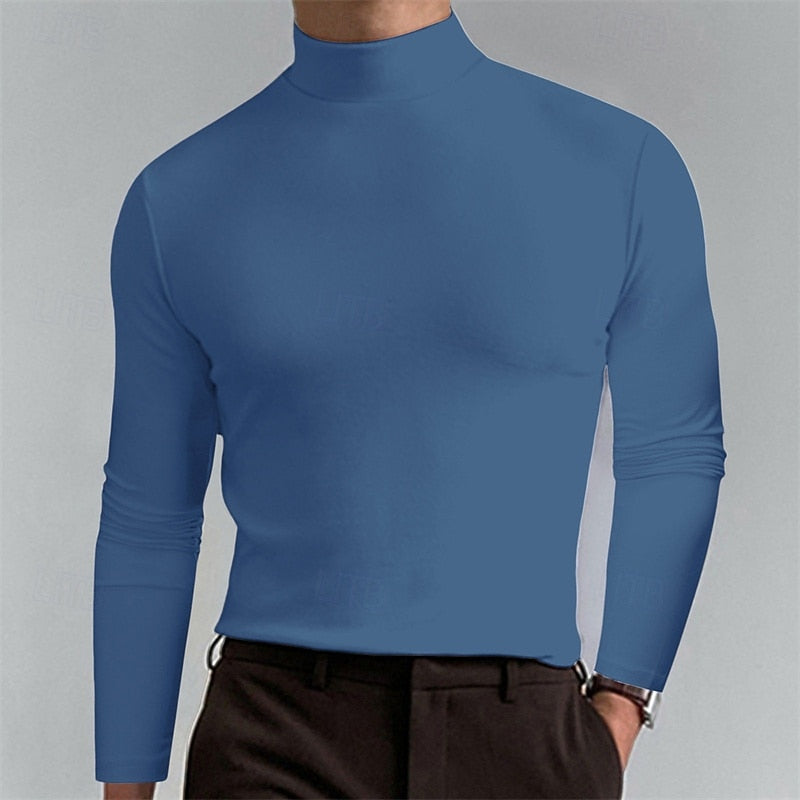 Men's Mock-Neck Long-Sleeve Knit Top