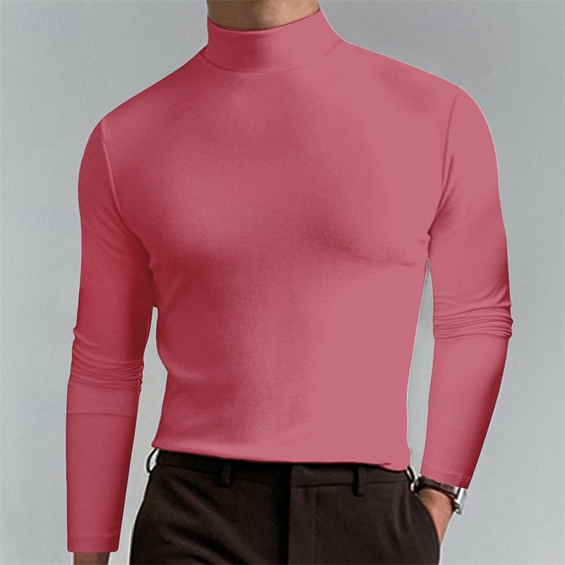 Men's Mock-Neck Long-Sleeve Knit Top