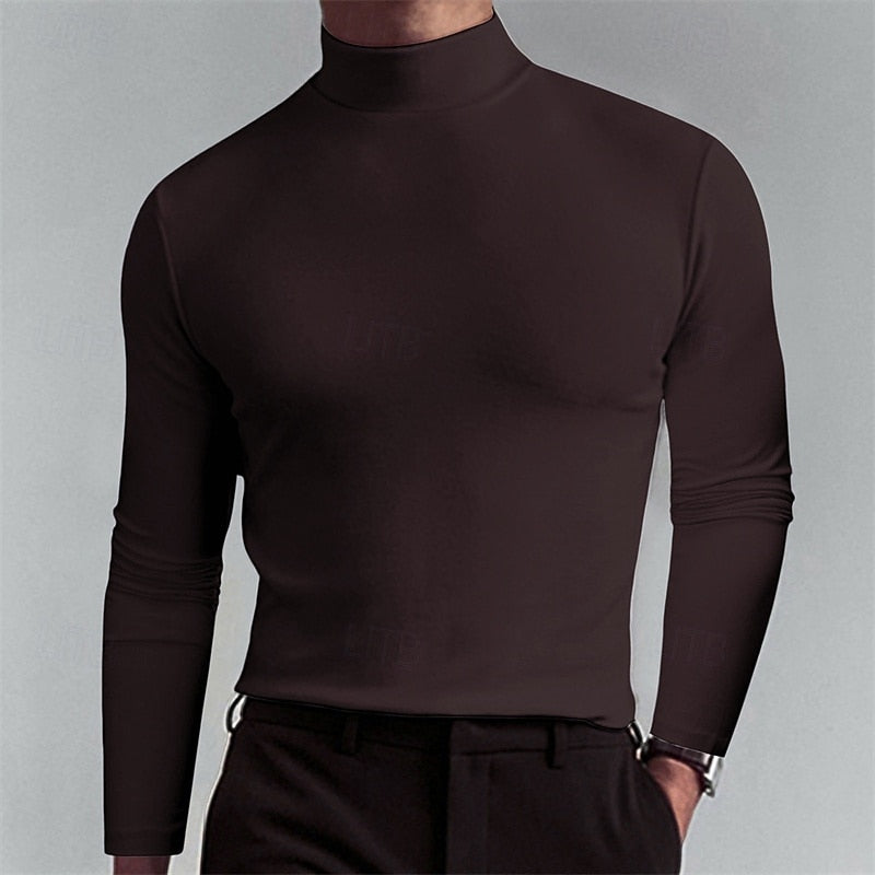 Men's Mock-Neck Long-Sleeve Knit Top