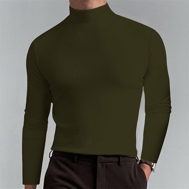 Men's Mock-Neck Long-Sleeve Knit Top