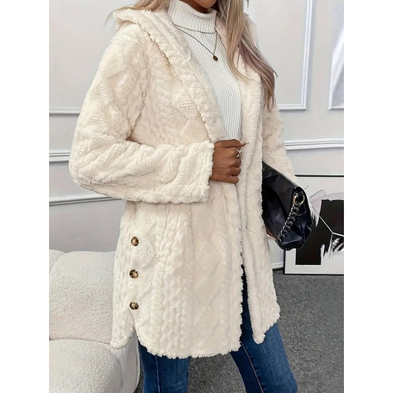 Women's Hooded Cable-Knit Button-Front Cardigan