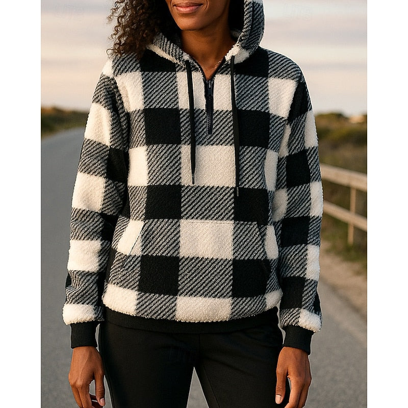 Women's Checkered Quarter-Zip Pullover