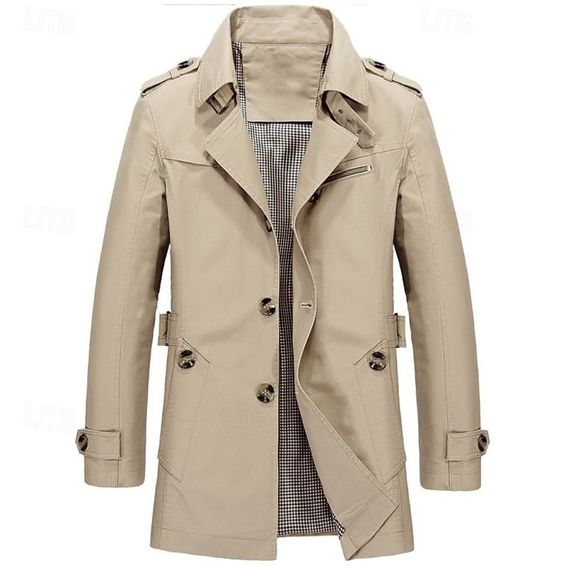 Men's Single-Breasted Trench Coat