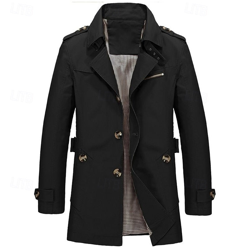 Men's Single-Breasted Trench Coat