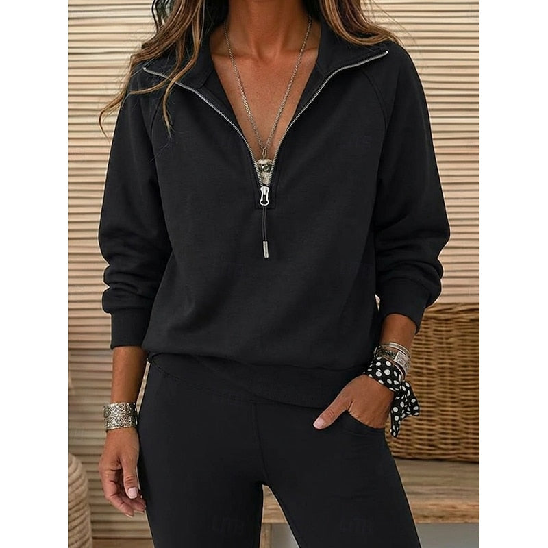 Women's Quarter-Zip Lapel Sweatshirt