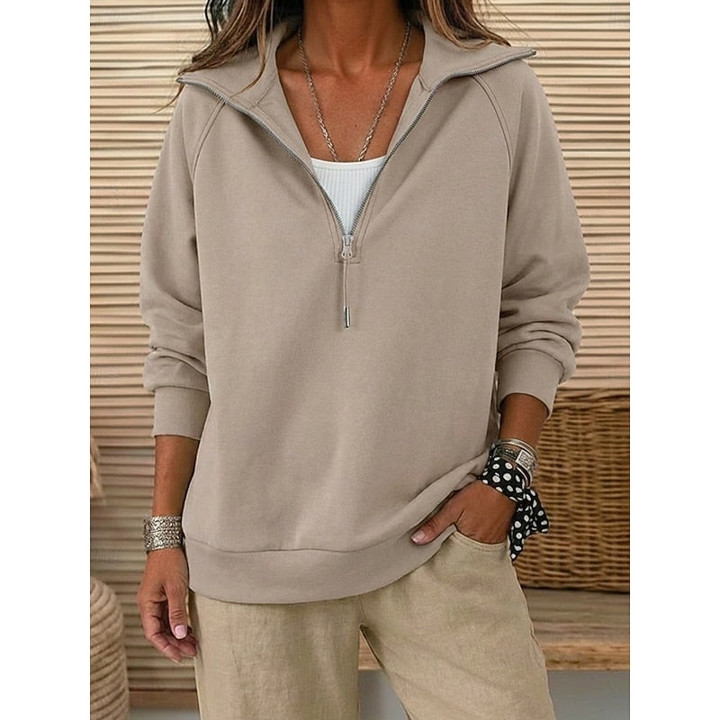 Women's Quarter-Zip Lapel Sweatshirt