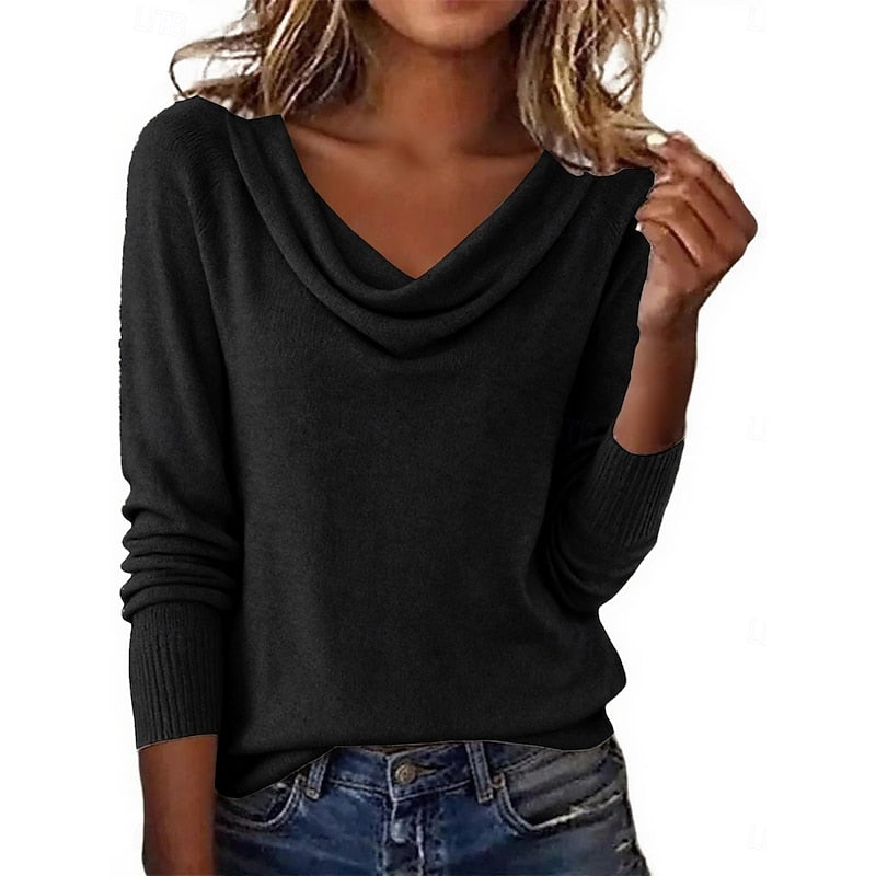 Women's Draped Cowl Neck Sweater