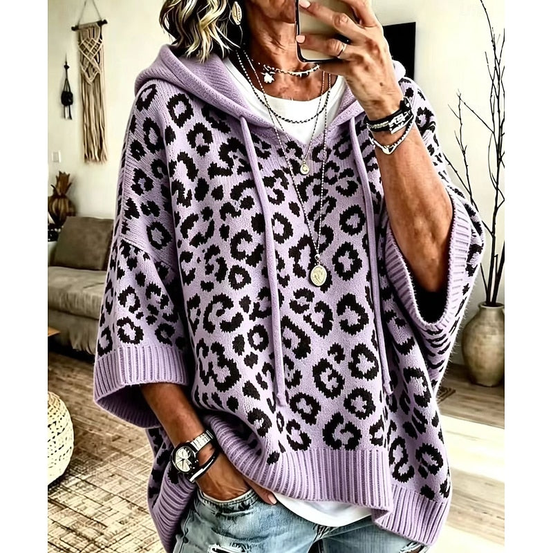 Women's Leopard-Print Hooded Sweater