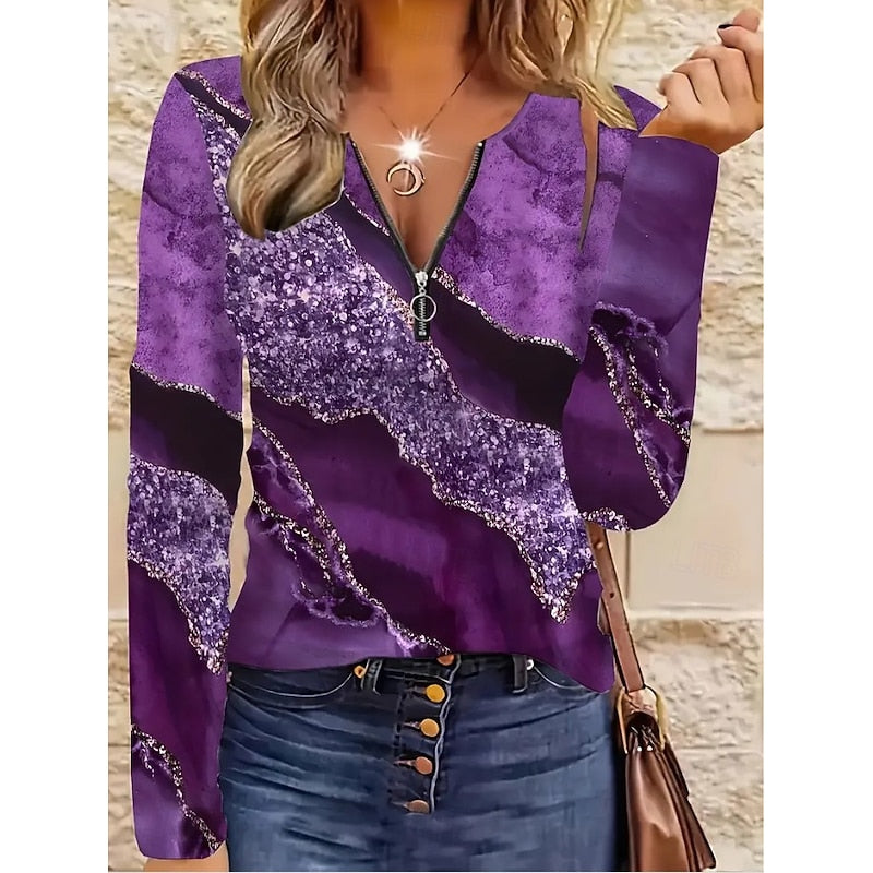 Women's Quarter-Zip Long-Sleeve Top