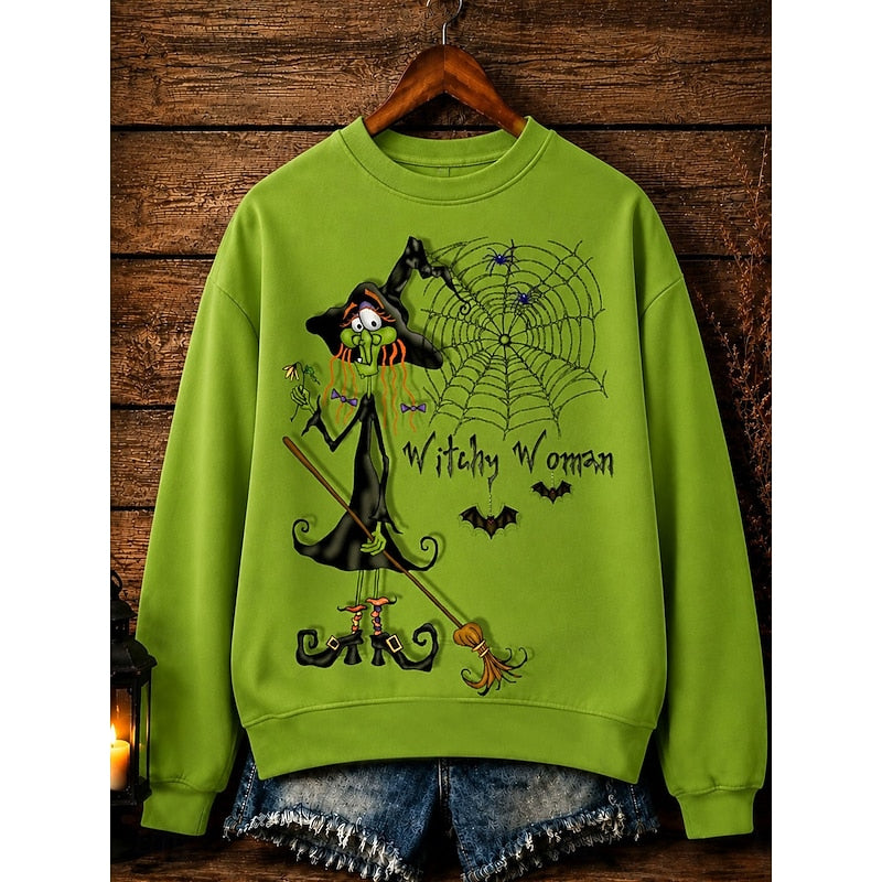Women's Halloween-Graphic Crewneck Sweatshirt