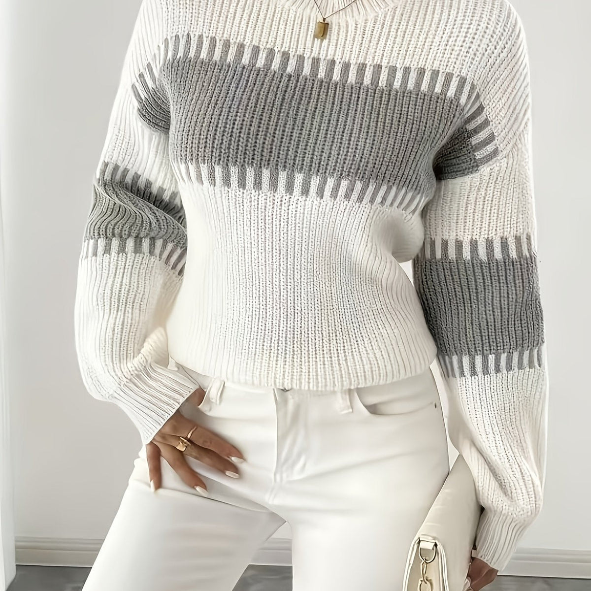 Women's Color-Block Striped Sweater