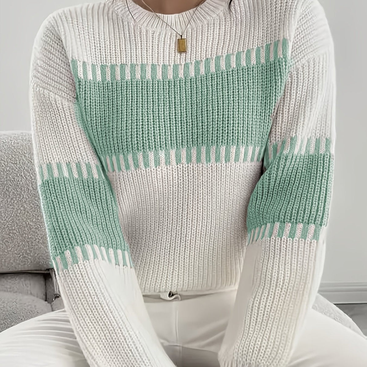 Women's Color-Block Striped Sweater