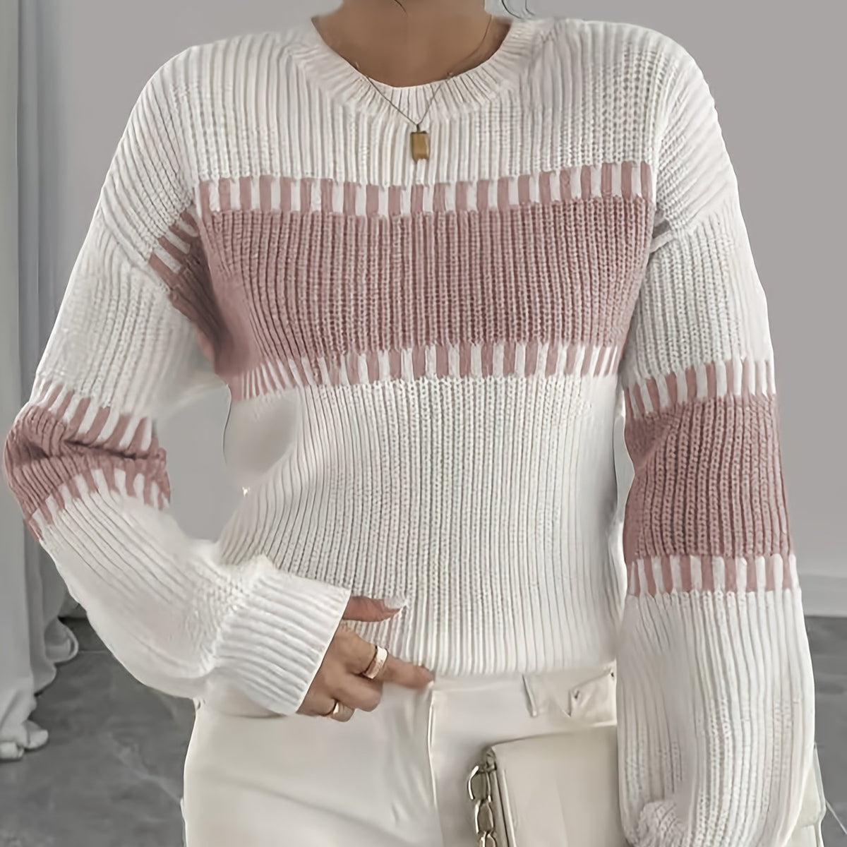 Women's Color-Block Striped Sweater