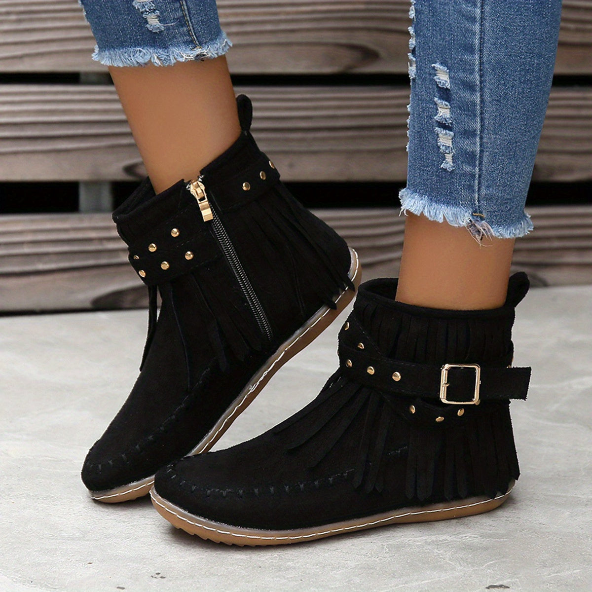 Women's Fringed Western Ankle Boots