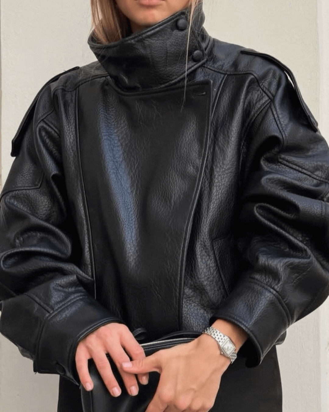 Women's Asymmetric Zip Jacket with High Collar