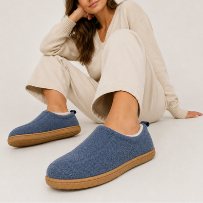 Unisex Slip-On House Slippers with Textured Upper and Lined Interior
