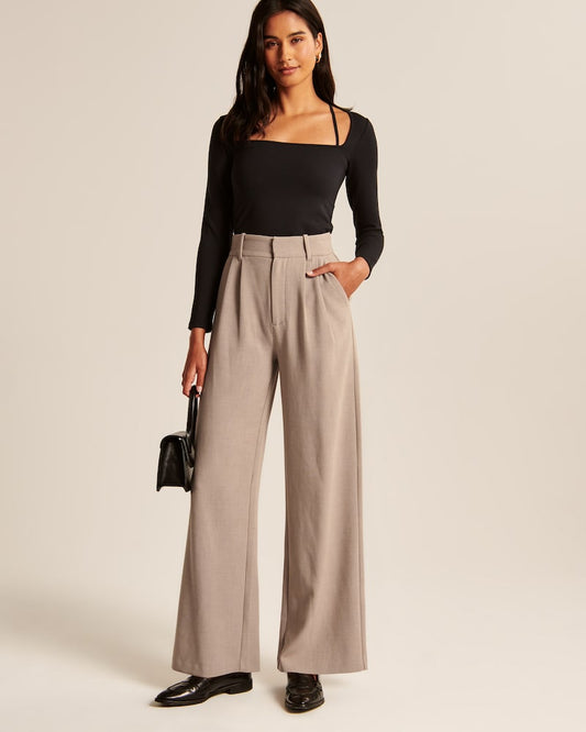 Ella | Taupe Wide-Leg Pants