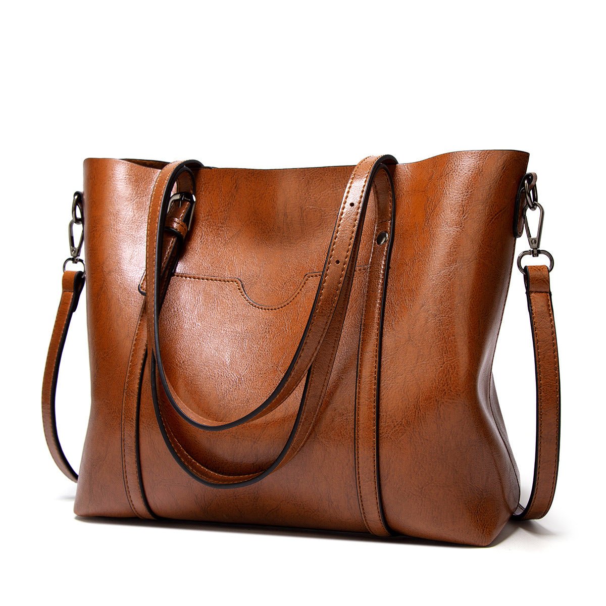 Women's Rectangular Tote Bag with Double Handles and Shoulder Strap
