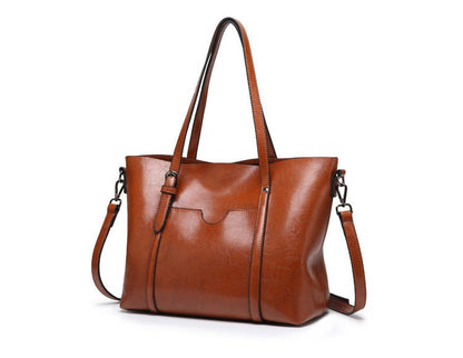 Women's Rectangular Tote Bag with Double Handles and Shoulder Strap