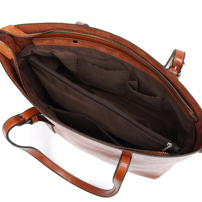 Women's Rectangular Tote Bag with Double Handles and Shoulder Strap